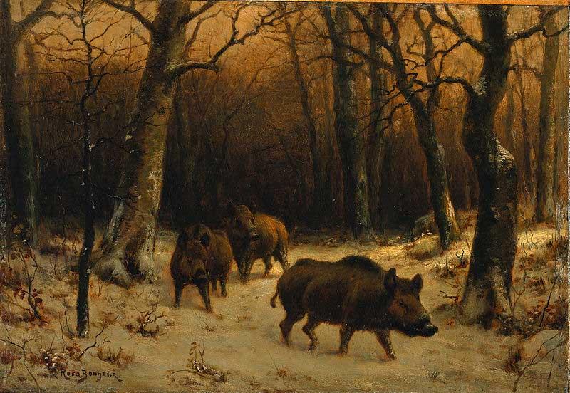 Rosa Bonheur Wild Boars in the Snow China oil painting art